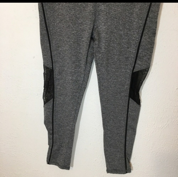 S2 1x grey sheer mesh inset athletic yoga leggings - Picture 3 of 13